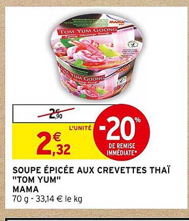 soupe épicée aux crevettes thaï "tom yum" mama