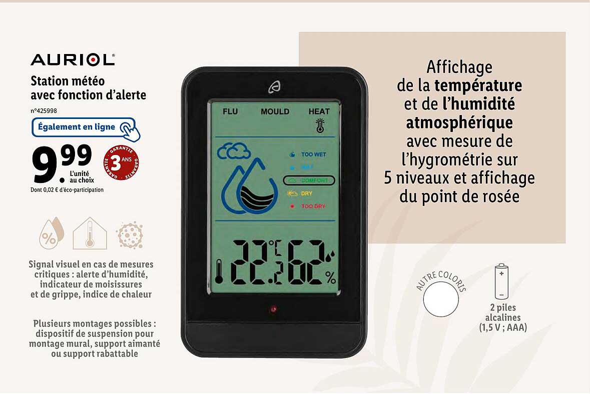 station météo avec fonction d'alerte auriol