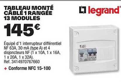 tableau monté câblé 1 rangée 13 modules legrand