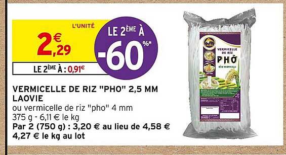 vermicelle de riz "pho" 2,5 mm laovie