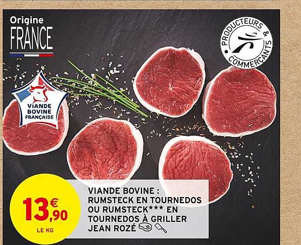 viande bovine : rumsteck en tournedos ou rumsteck*** en tournedos à griller jean rozé