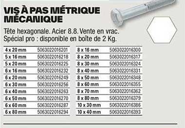 vis à pas métrique mécanique