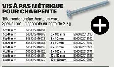 vis à pas métrique pour charpente