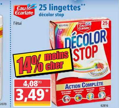 25 lingettes décolor stop eau ecarlate