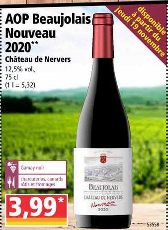 aop beaujolais nouveau 2020 château de nervers