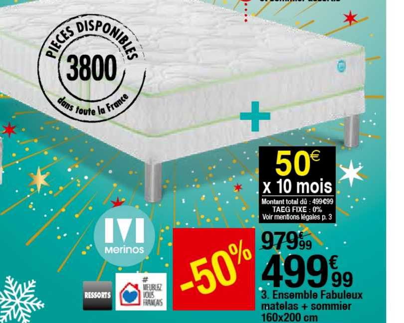 ensemble fabuleux matelas + sommier 160 x 200 cm