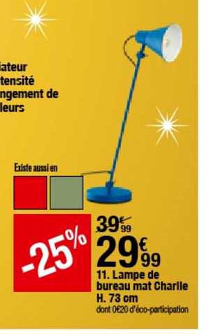 lampe de bureau mat charlie h. 73 cm