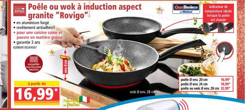 poêle ou wok à induction aspect granite rovigo casa royale