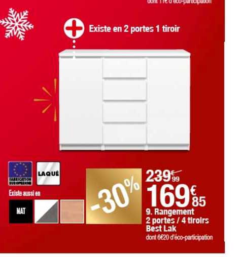 rangement 2 portes 4 tiroirs best lak