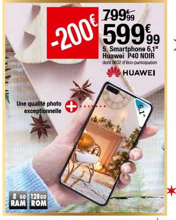 smartphone 6,1" huawei p40 noir