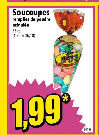 soucoupes remplies de poudre acidulée