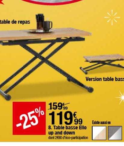 table basse ello up and down