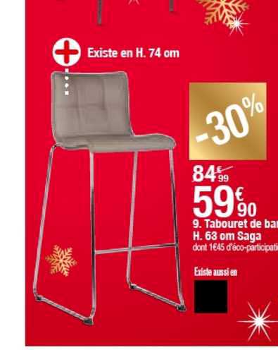 tabouret de bar h. 63 cm saga