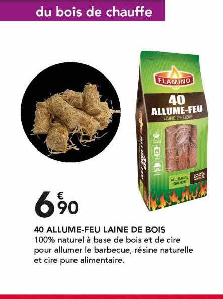 40 allume-feu laine de bois flamino