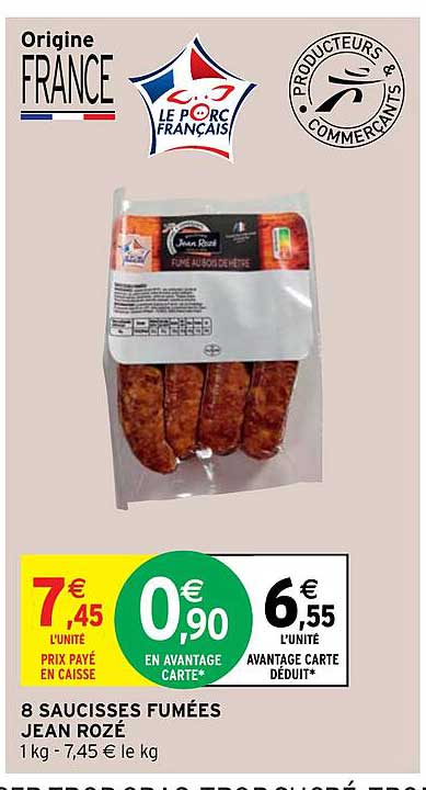 8 saucisses fumées jean rozé