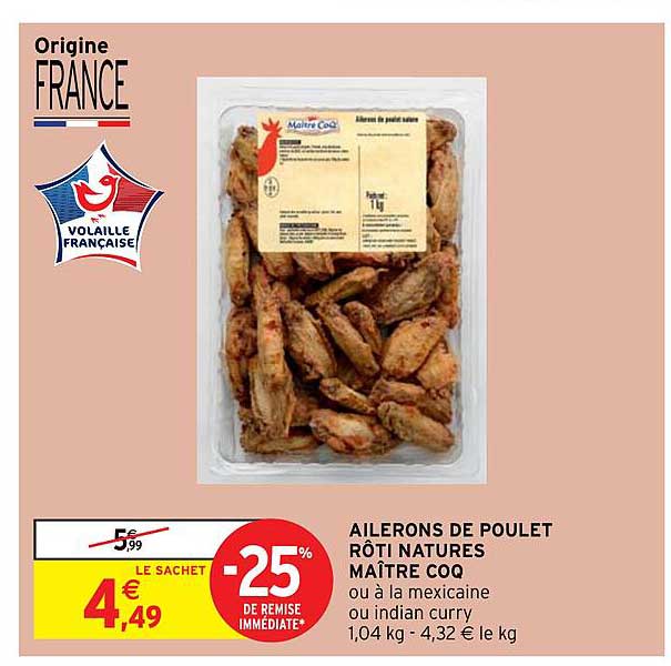 ailerons de poulet rôti natures maître coq