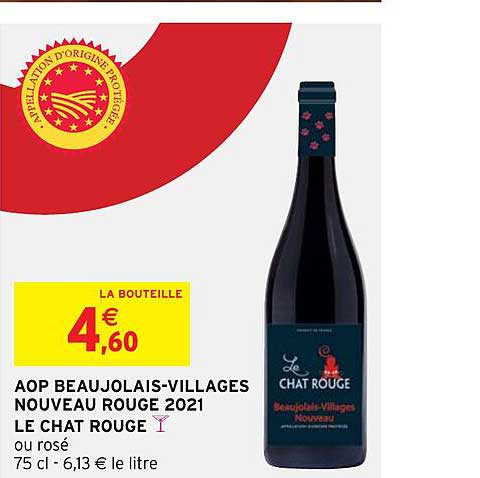 aop beaujolais-villages nouveau rouge 2021 le chat rouge
