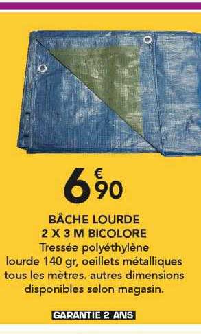 bâche lourde 2 x 3 m bicolore