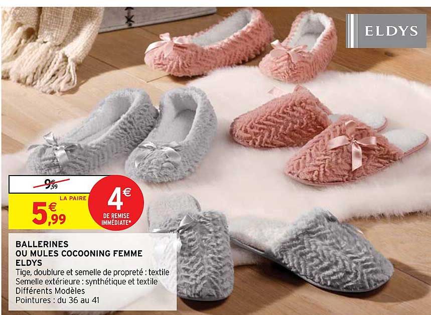 ballerines ou mules cocooning femme eldys
