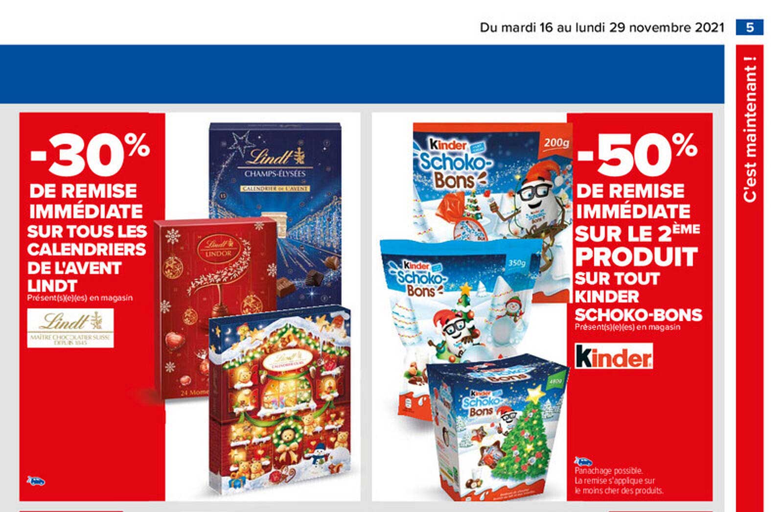 calendriers de l'avent lindt, kinder schoko-bons