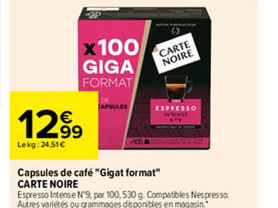 Capsules De Café "gigat Format" Carte Noire