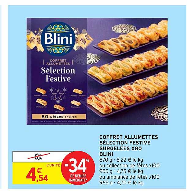 coffret allumettes sélection festive surgelées x80 blini