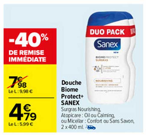 douche biome protect+ sanex
