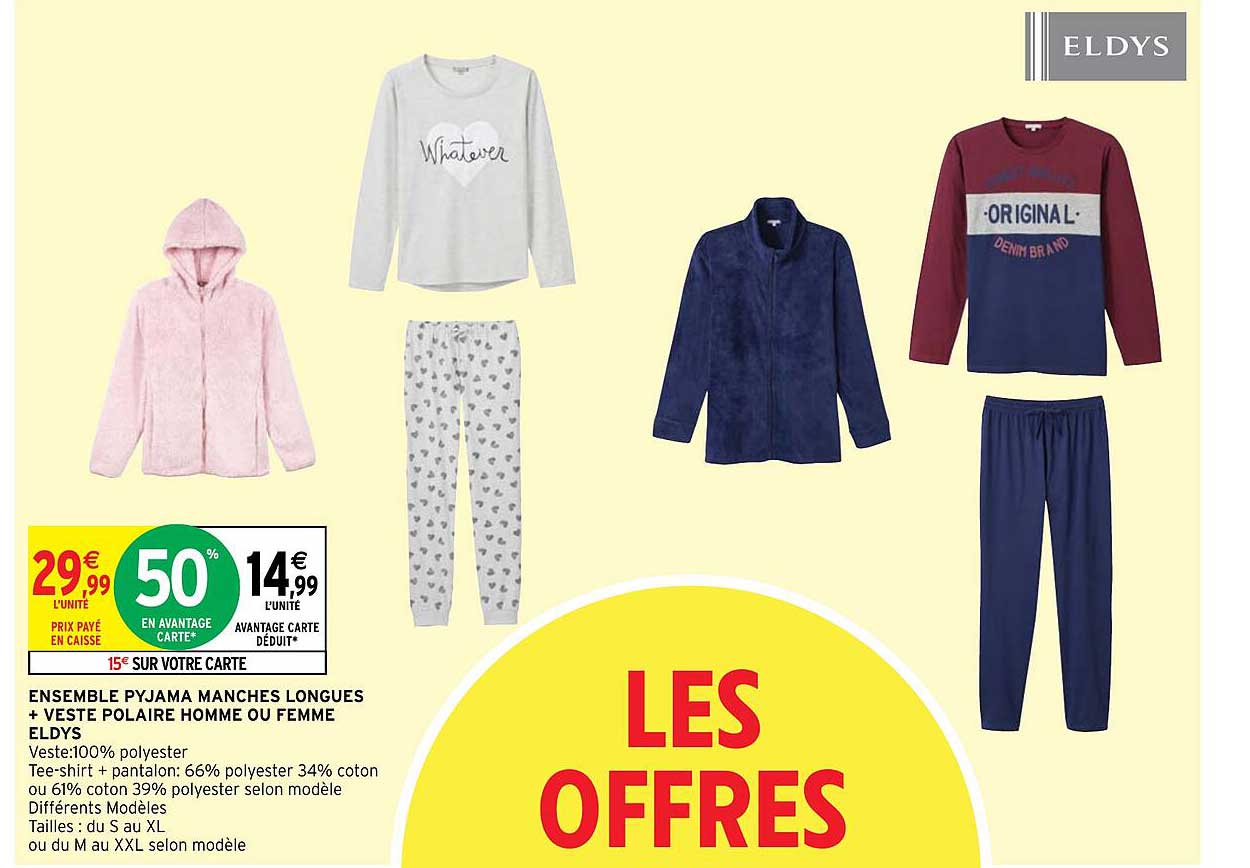 Ensemble Pyjama Manches Longues + Veste Polaire Homme Ou Femme Elsys