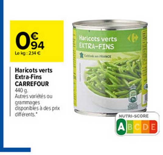 haricots verts extra-fins carrefour