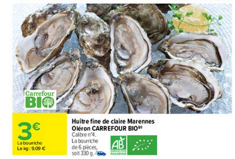 huître fine de claire marennes oléron carrefour bio