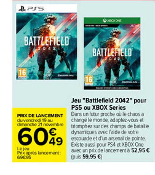 jeu "battlefield 2042" pour ps5 ou xbox series