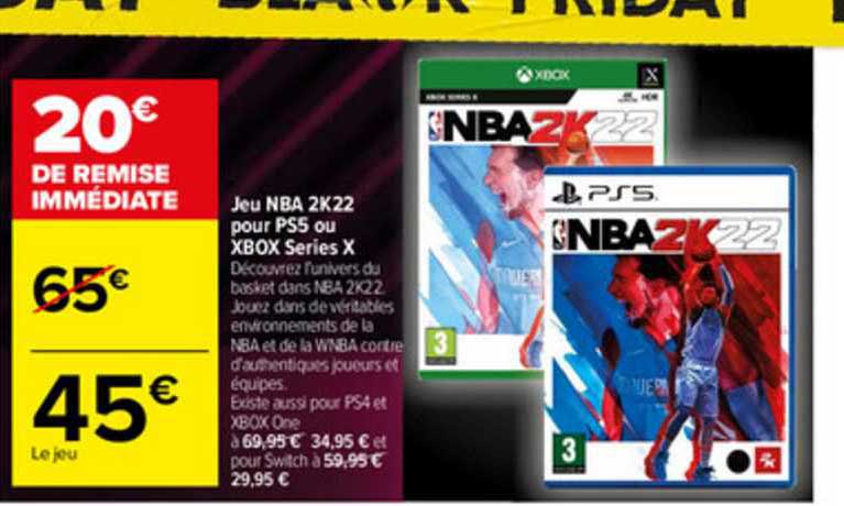 jeu nba 2k22 pour ps5 ou xbox séries x