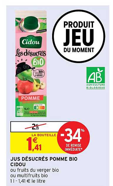 Jus Désucrés Pomme Bio Cidou