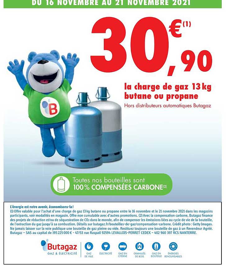 la charge de gaz 13 kg butane ou propane