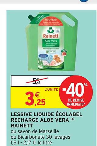 Lessive Liquide écolabel Recharge Aloé Vera Rainett