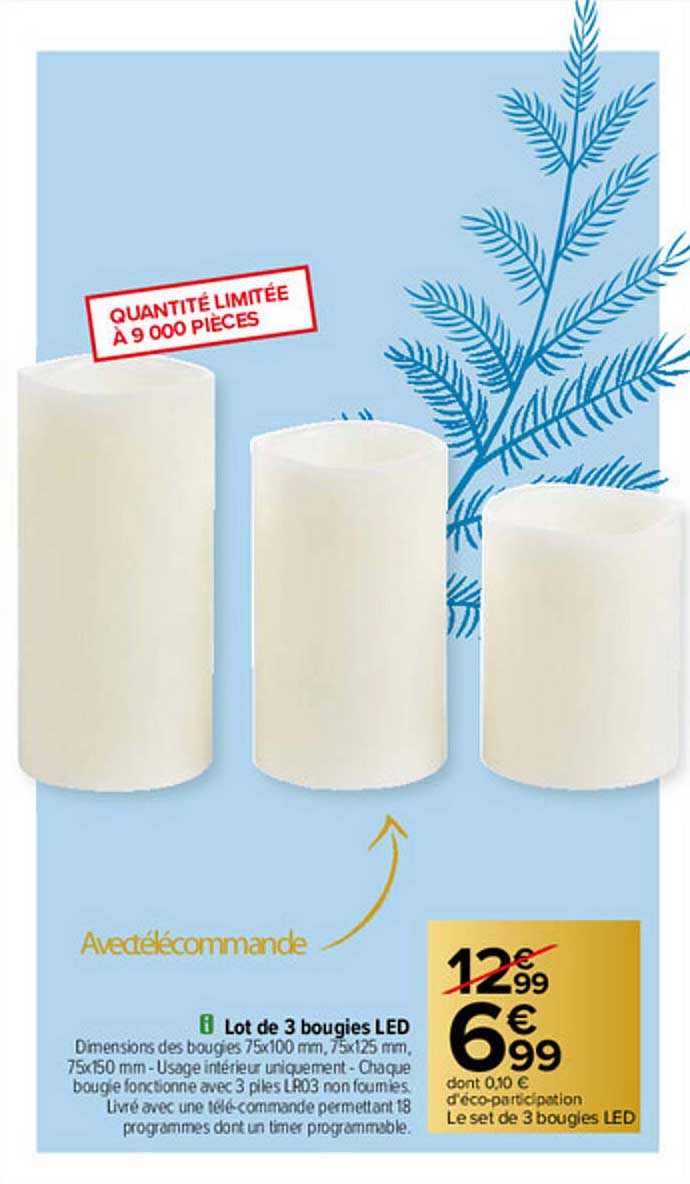 Lot De 3 Bougies Led