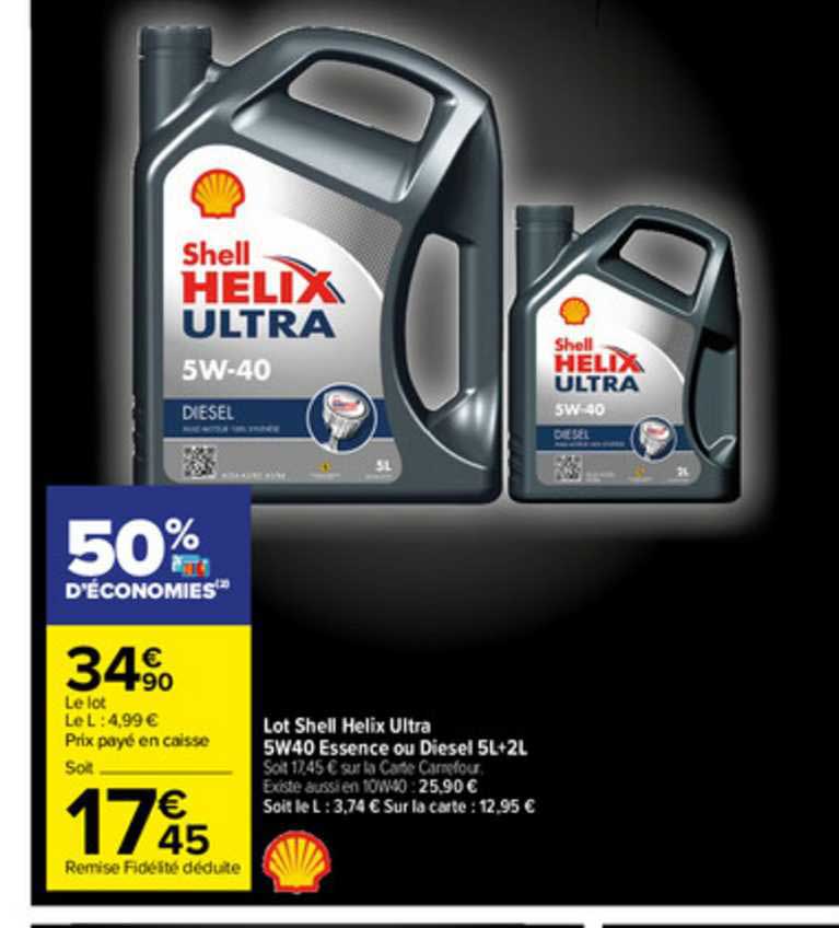 lot shell helix ultra 5w40 essence diesel 5l + 2l