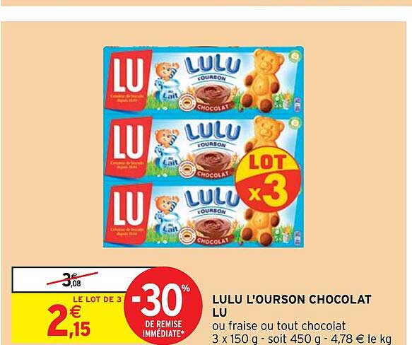 Lulu L'ourson Chocolat Lu