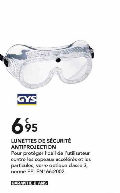 lunettes de sécurité antiprojection