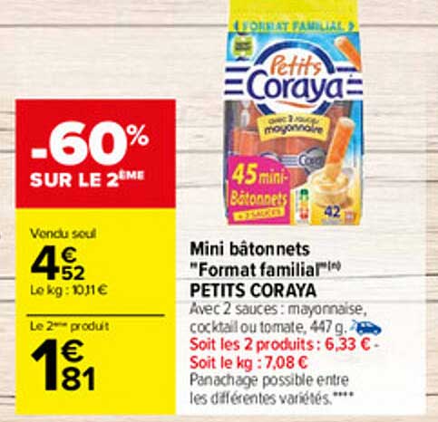 mini bâtonnets "format familial" petits coraya