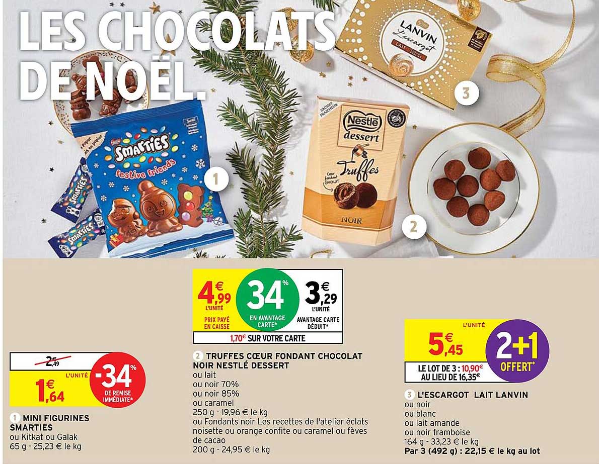 mini figurines smarties, truffes cœur fondant chocolat noir nestlé dessert, l'escargot lait lanvin