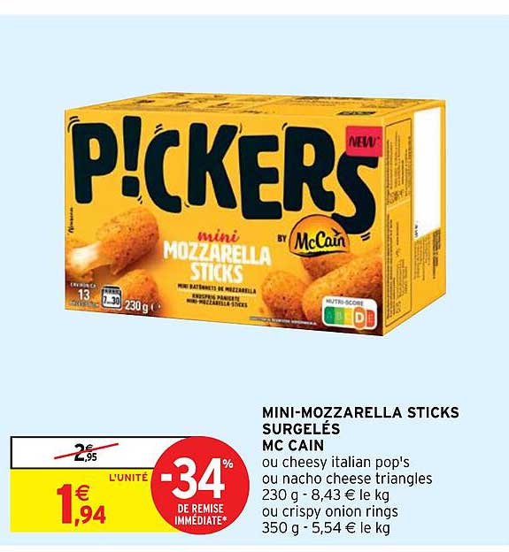 mini-mozzarella sticks surgelés mc cain