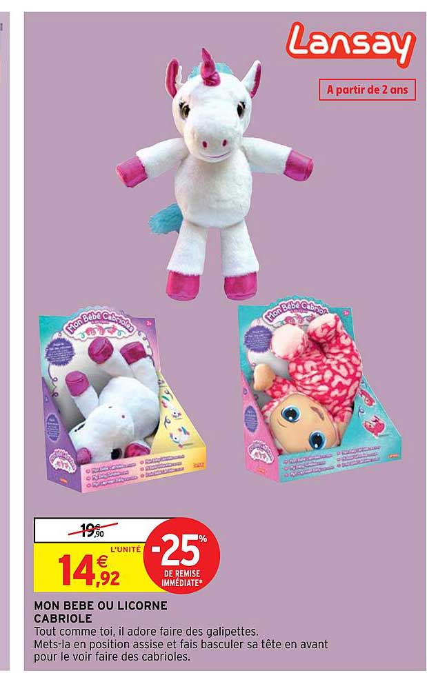 mon bébé ou licorne cabriole