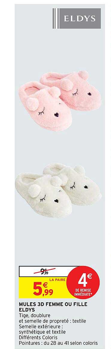 Mules 3d Femme Ou Fille Eldys