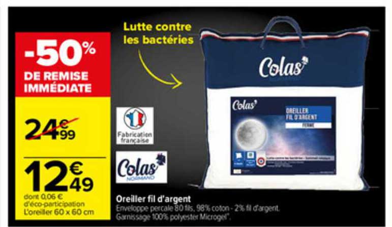 oreiller fil d'argent colas