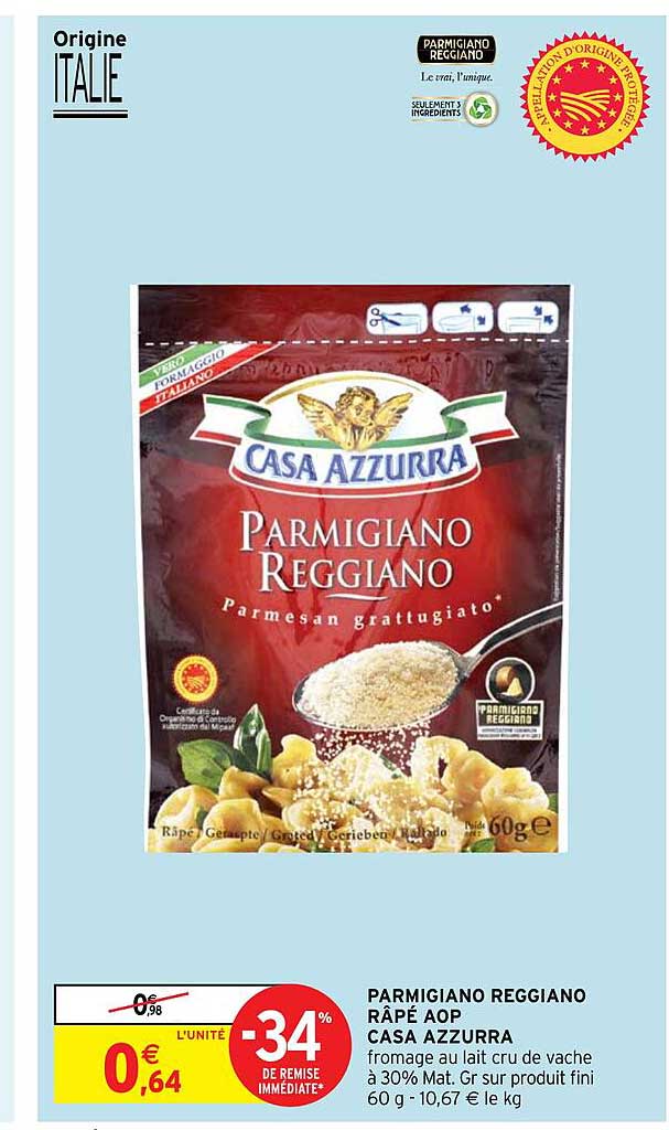 parmigiano reggiano râpé aop casa azzurra