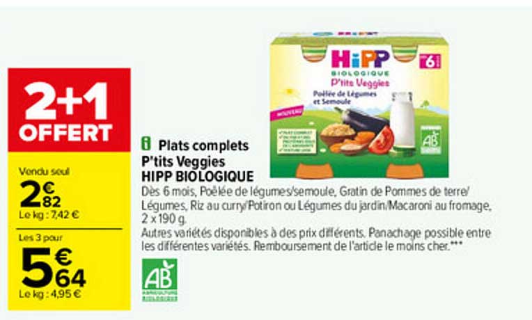 plats complets p'tits veggies hipp biologique