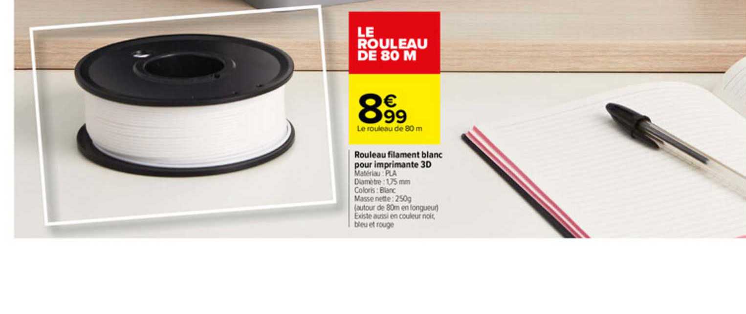 rouleau filament blanc pour imprimante 3d