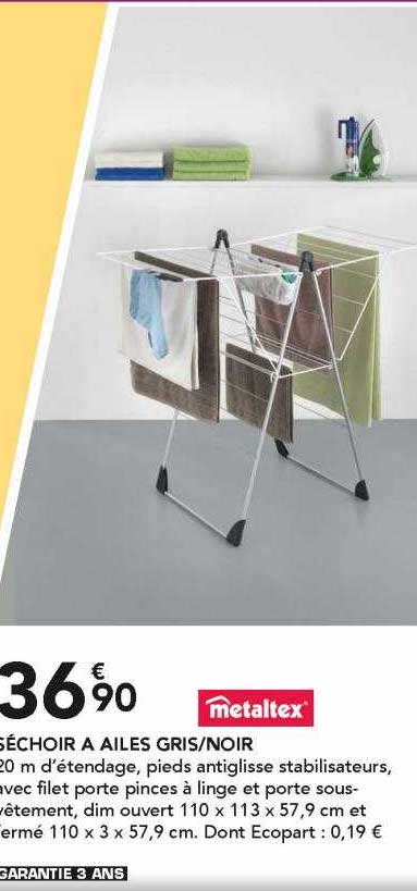 Séchoir à Ailes Gris-noir Metaltex