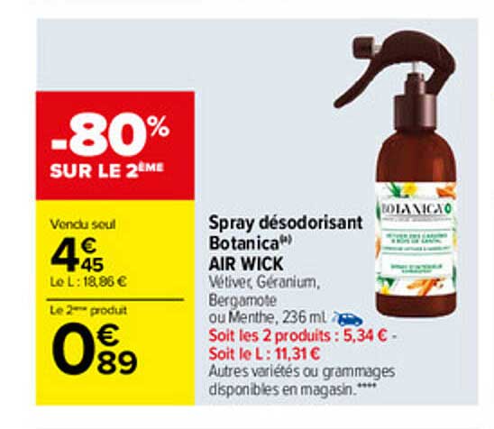 spray désodorisant botanica air wick
